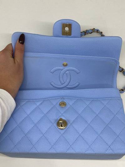 Chanel Small Classic Flap Blue CGHW