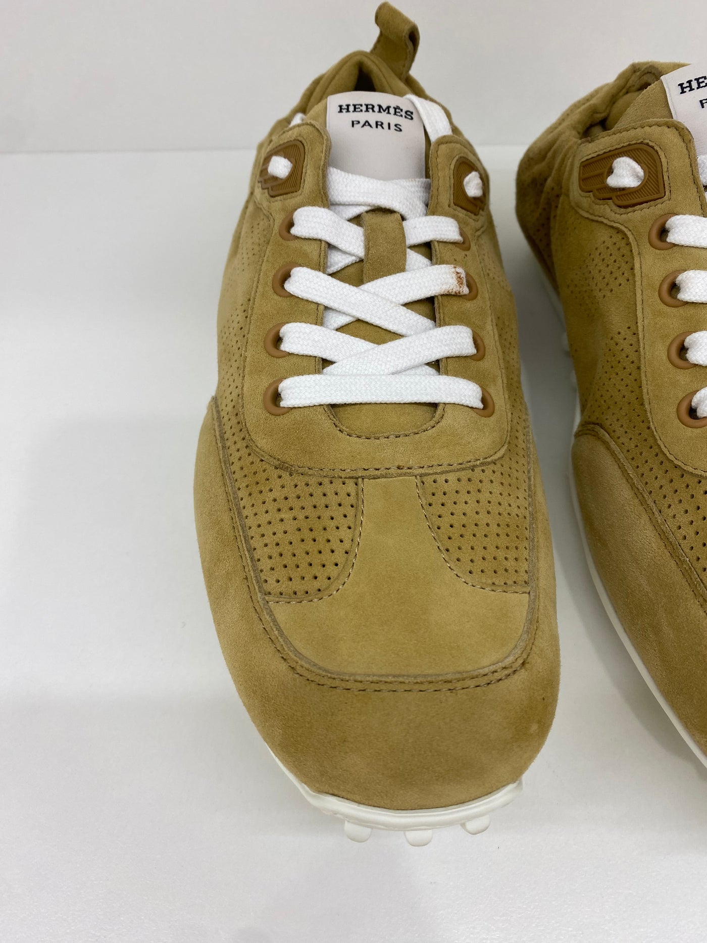 Hermes Suede Beige Sneakers Size 39