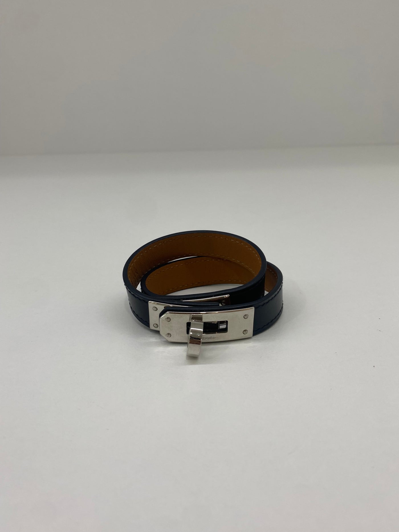 Hermes Kelly Double Tour Bracelet Black PHW