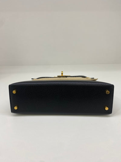 Hermes Mini Kelly Black -Z Stamp Chevre GHW