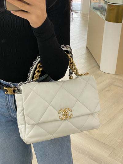 Chanel 19 Bag Large White