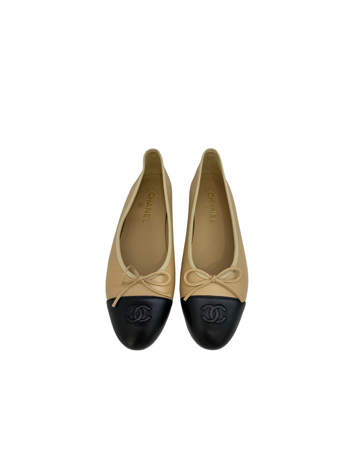 Chanel Ballet Flats Beige/Black Size 38.5C