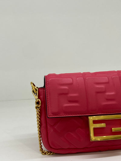 Fendi Baguette Leather Monogram Pink GHW