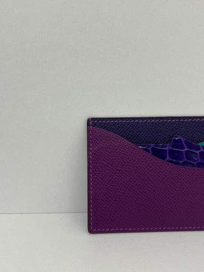 Hermes Petite H Card Wallet Purple/ Green