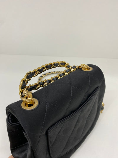 Chanel Classic Flap Square Mini Black Satin GHW