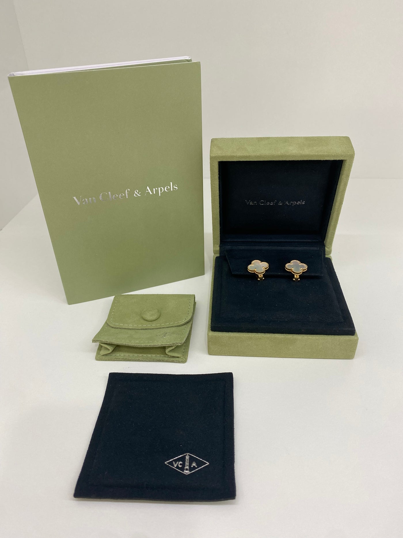 Van Cleef Arpels Vintage Alhambra Earrings MOP Yellow Gold