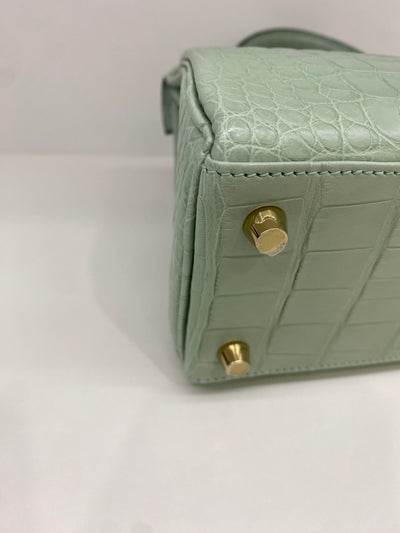 Hermes Kelly 25 Alligator Mississippiensis Retourne GHW Vert D'eau