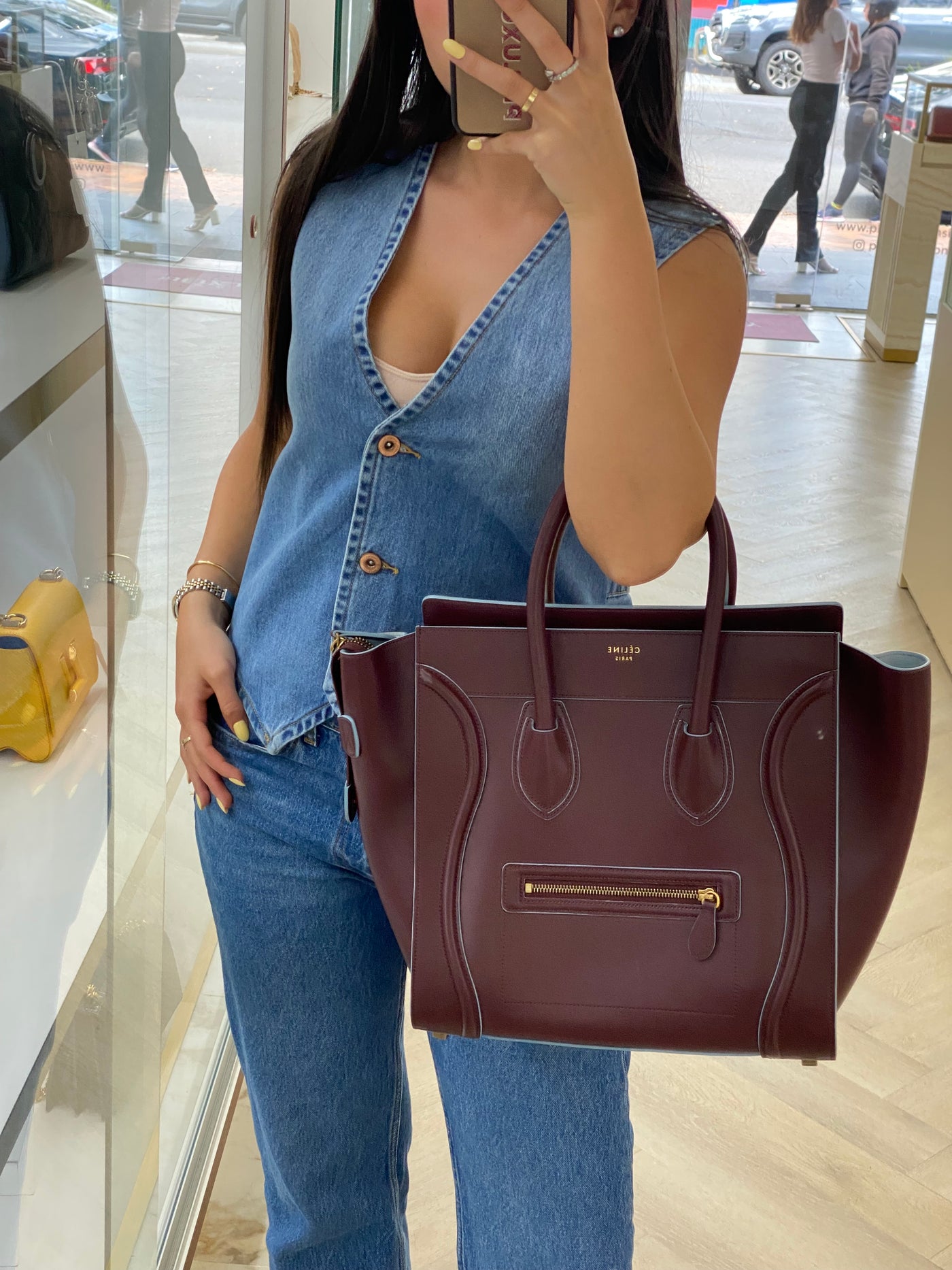 Celine Luggage Bag Burgundy