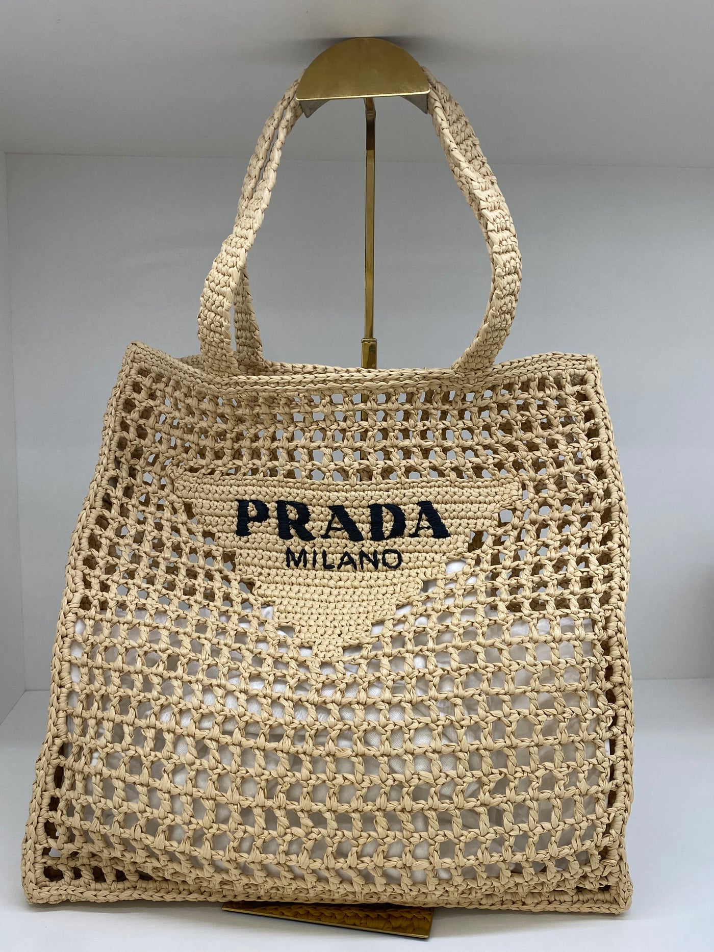 Prada Raffia Tote Bag Natural