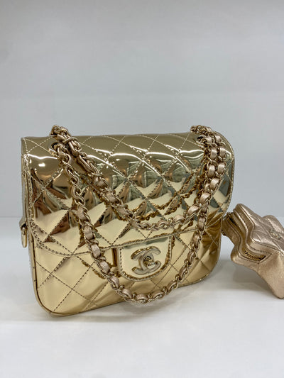 Chanel Mirror Mini Classic Flap with Star Coin Purse - Gold (microchipped)