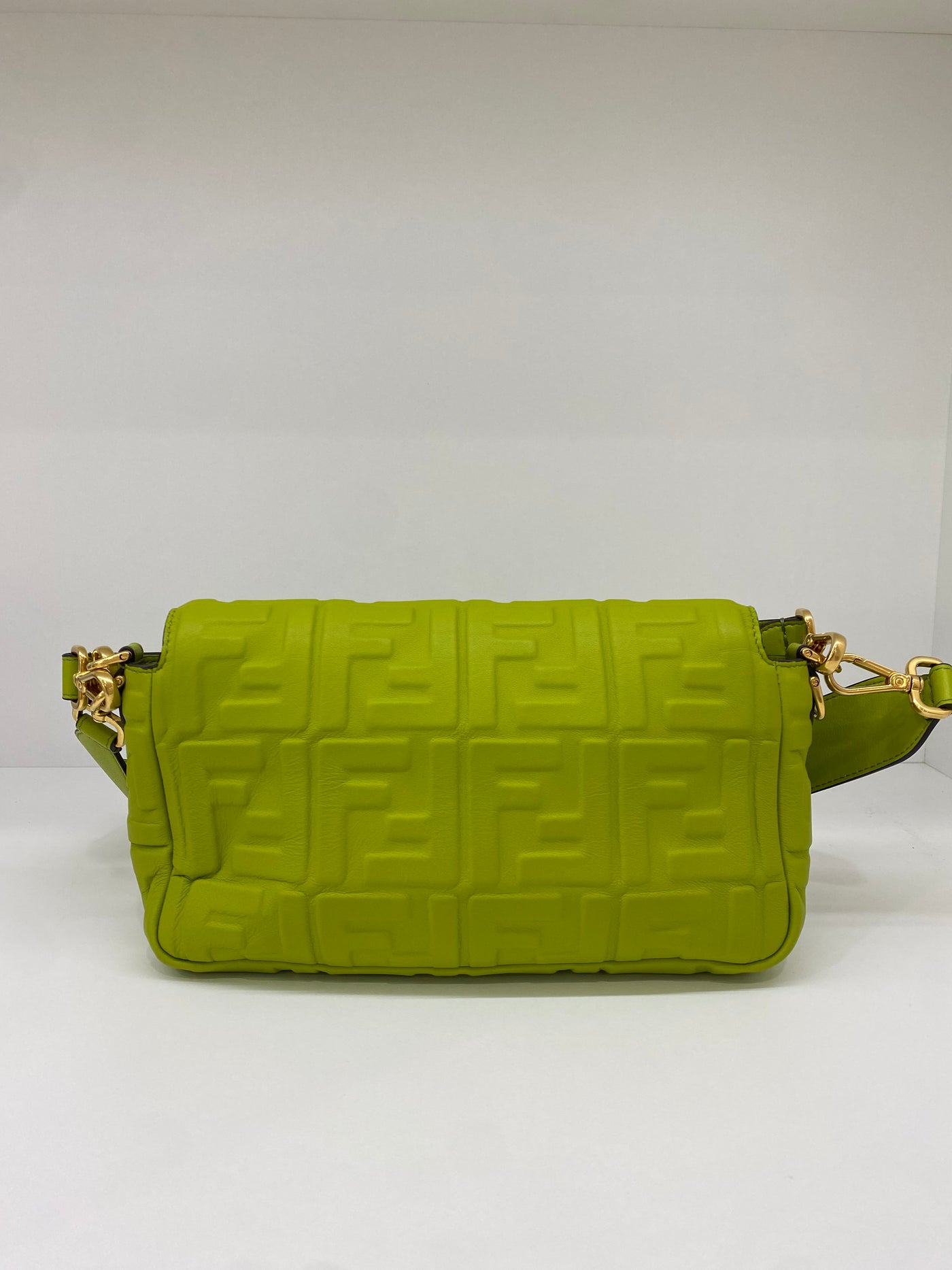 Fendi Baguette Leather Monogram Green GHW