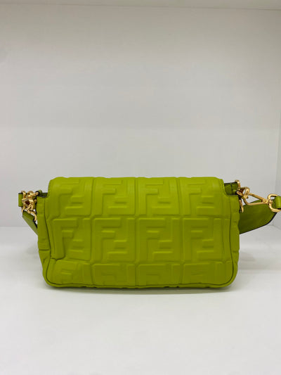 Fendi Baguette Leather Monogram Green GHW