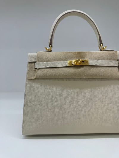 Hermes Kelly 25 Craie GHW