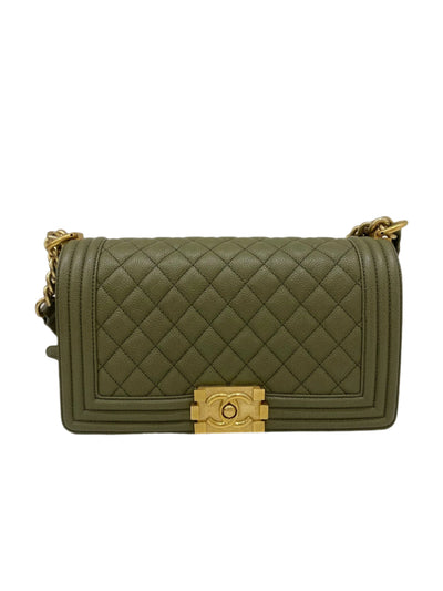 Chanel Boy Bag Olive Caviar Medium GHW