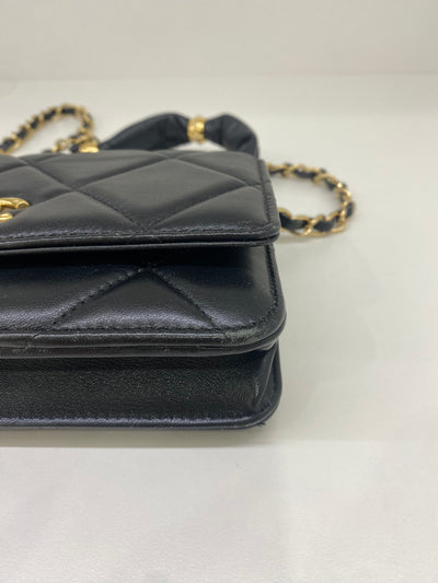 Chanel Black WOC Lambskin Strap Detail GHW