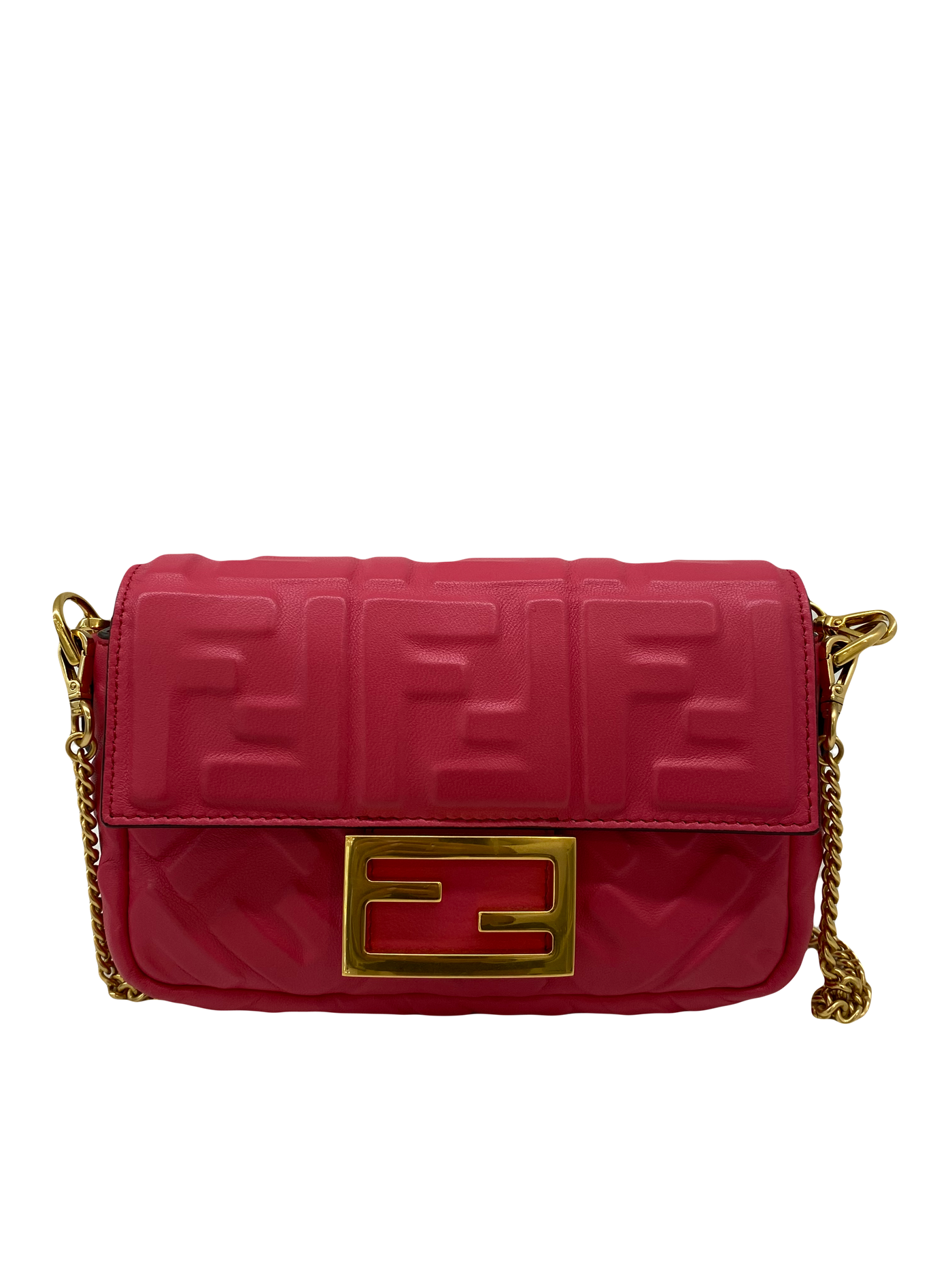 Fendi Baguette Leather Monogram Pink GHW