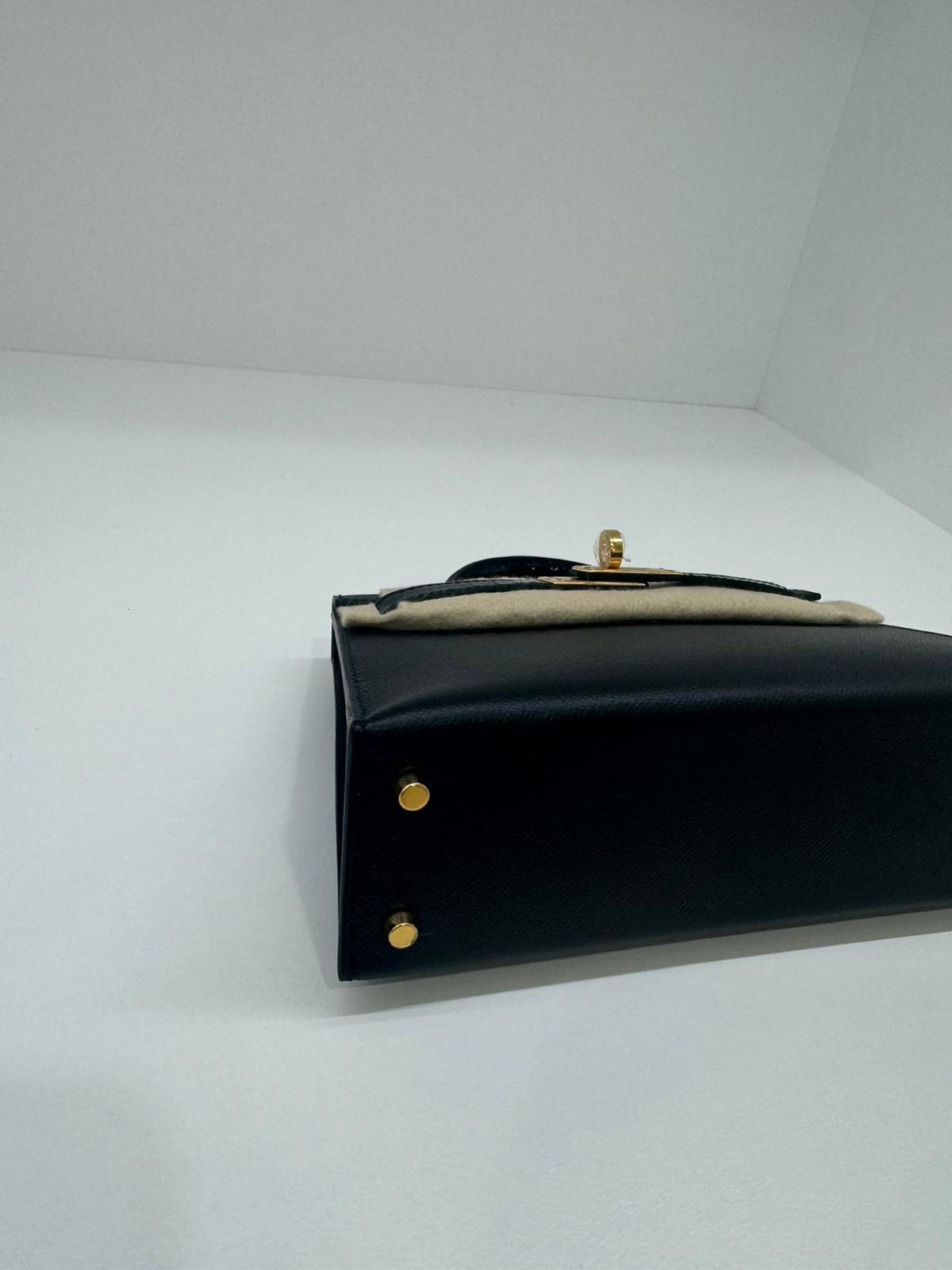 Hermes Mini Kelly 20 Black Touch with Alligator GHW