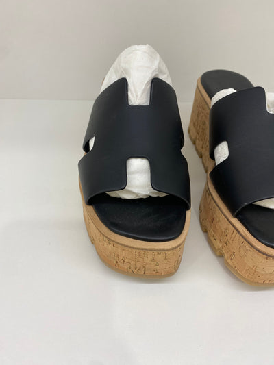 Hermes Eze 30 Wedge Sandal Black Size 37