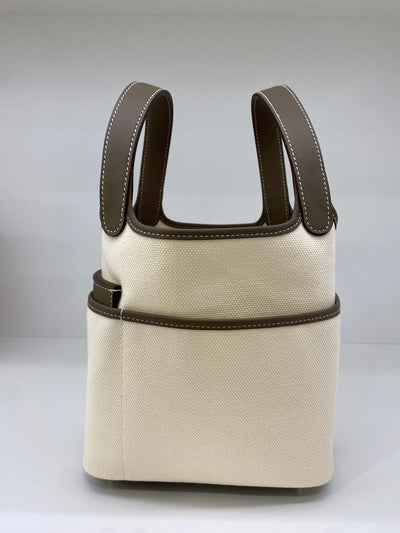 Hermes Picotin Cargo 18 Ecru/Etoupe Canvas GHW