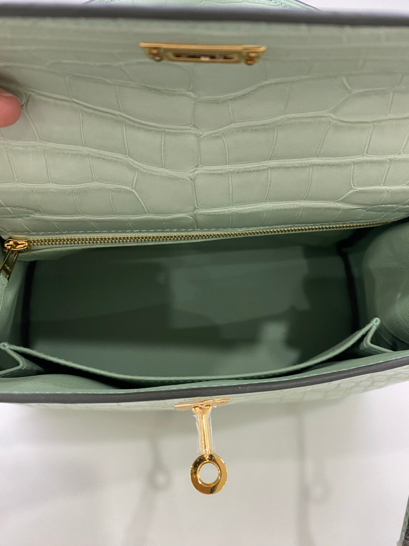 Hermes Kelly 25 Alligator Mississippiensis Retourne GHW Vert D'eau