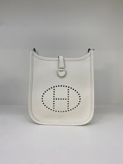 Hermes Mini Evelyne White PHW