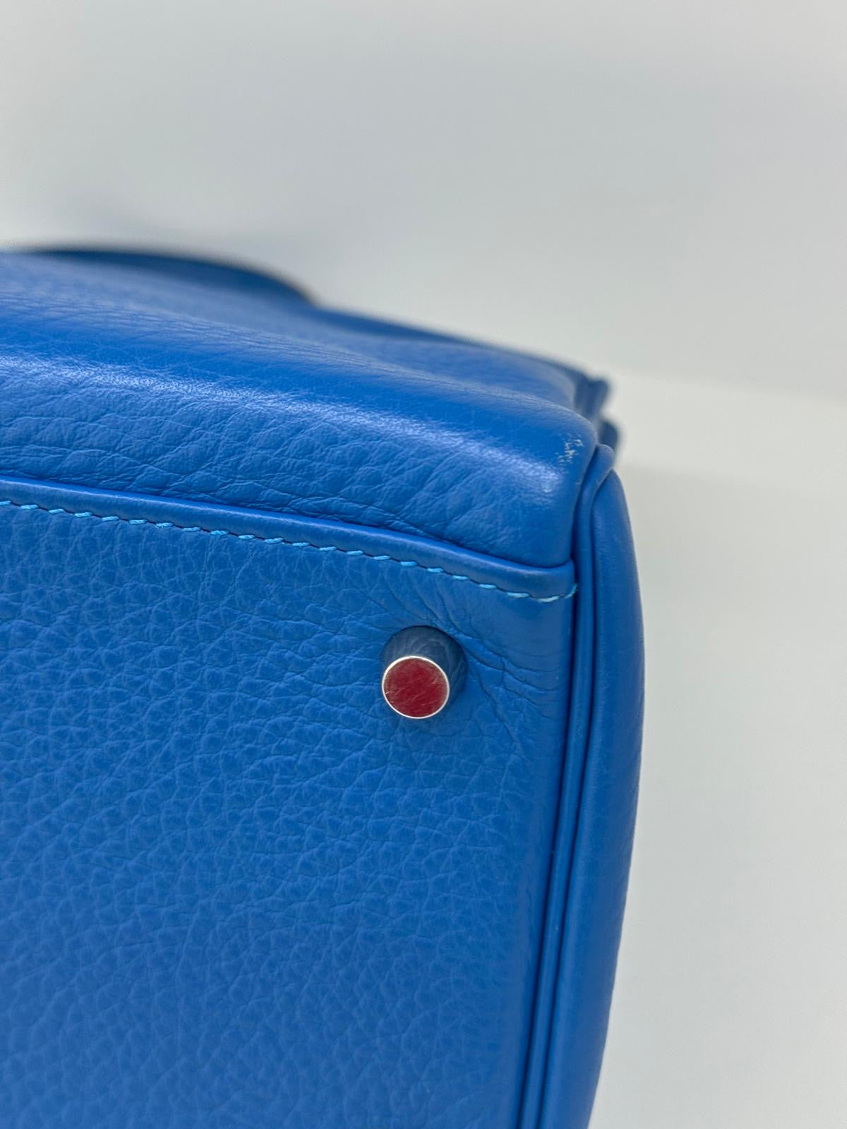 Hermes Kelly 35 Blue Mykonos PHW