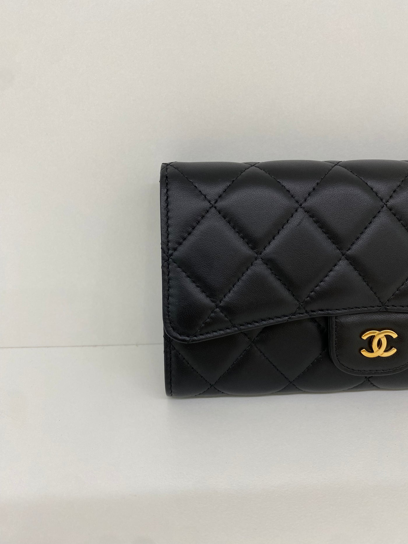 Chanel Classic Flap Wallet Black Lambskin GHW