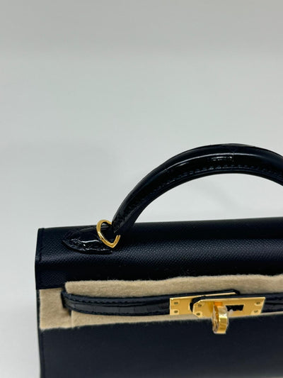 Hermes Mini Kelly 20 Black Touch with Alligator GHW