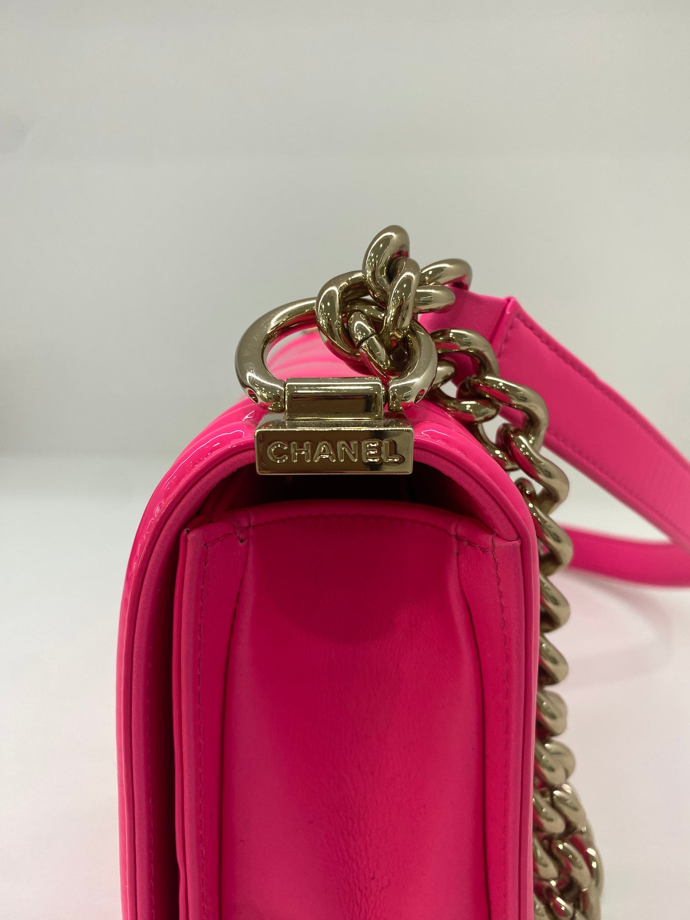 Chanel Boy Bag Small Chevron - Pink SHW