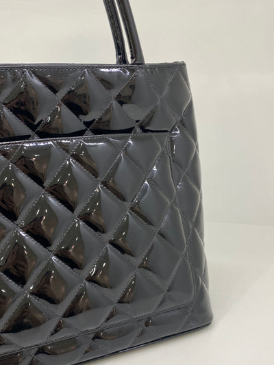 Chanel Medallion Patent Black Tote