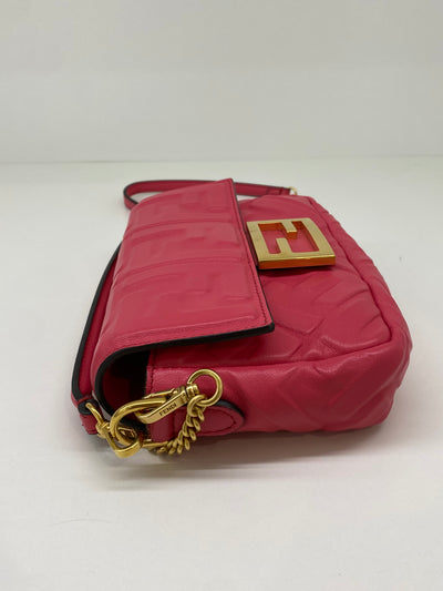 Fendi Baguette Leather Monogram Pink GHW