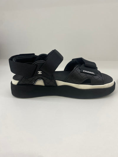 Chanel Strap Sandal Black Size 36