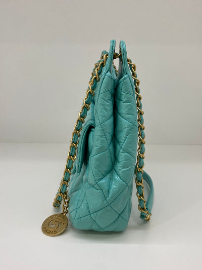 Chanel Hobo Chain Shoulder Bag Blue GHW