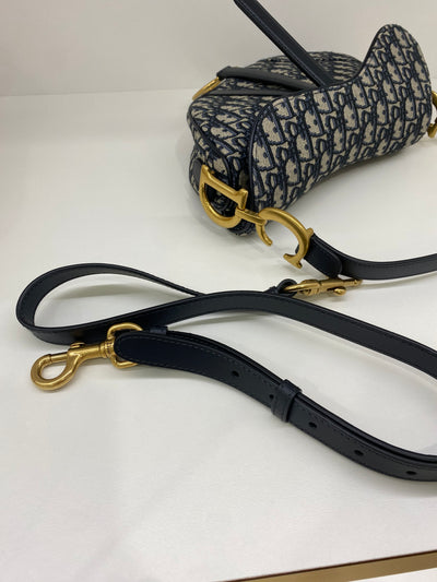 Christian Dior Saddle Navy Oblique GHW