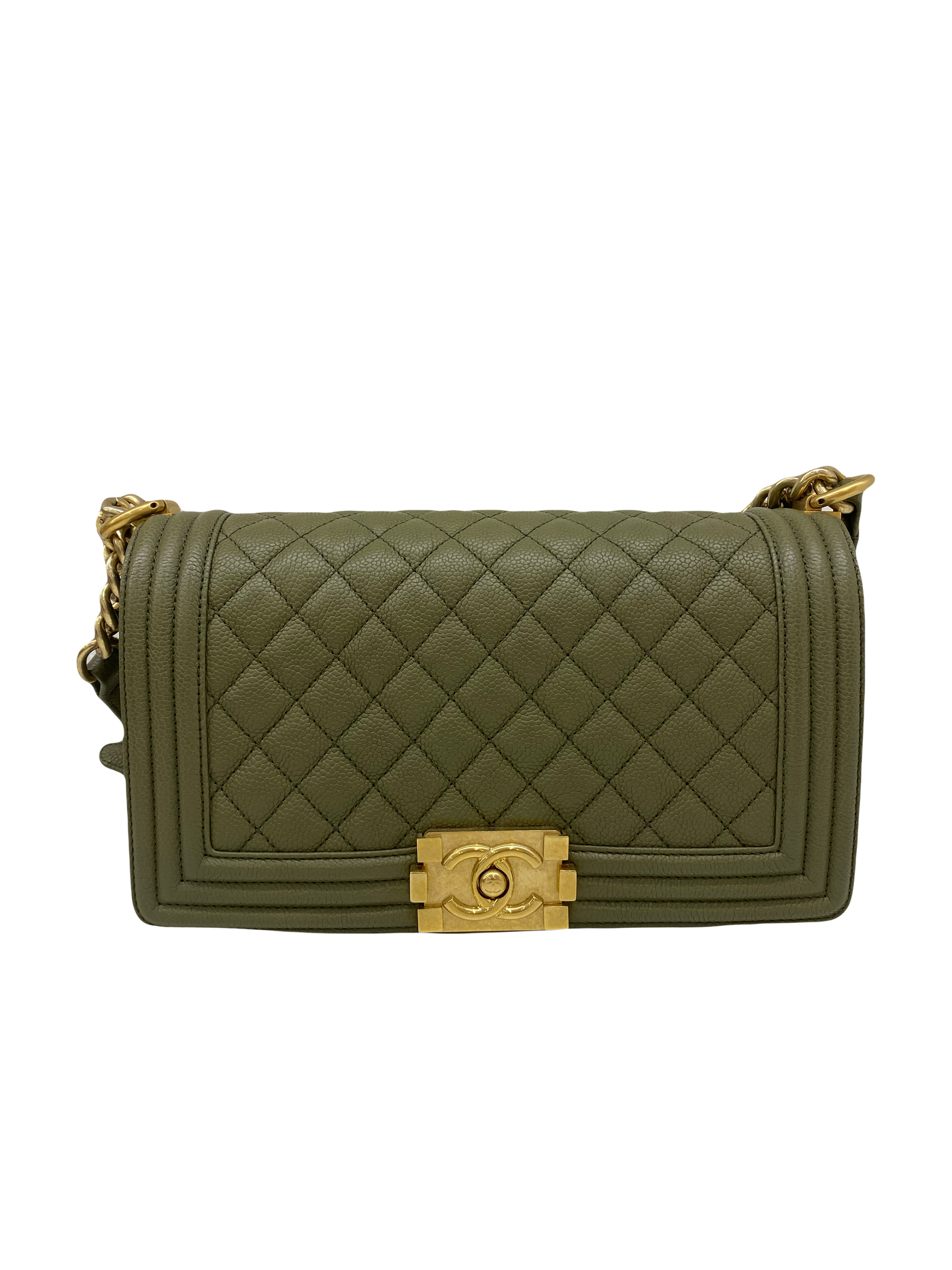 Chanel Boy Bag Olive Caviar Medium GHW