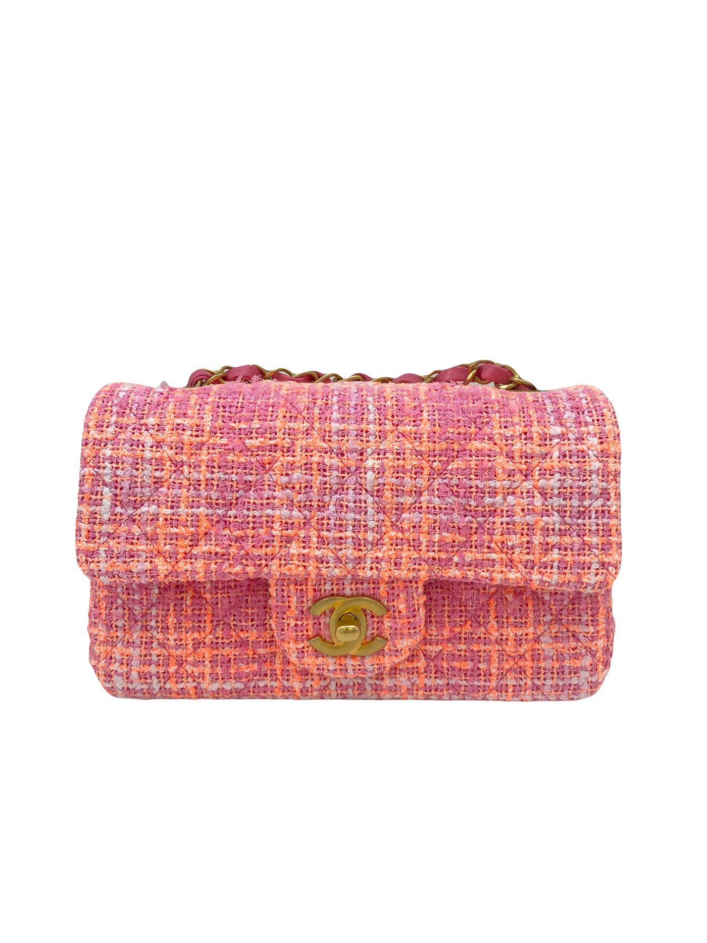 Chanel Mini Classic Flap Pink Tweed GHW