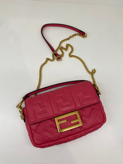 Fendi Baguette Leather Monogram Pink GHW