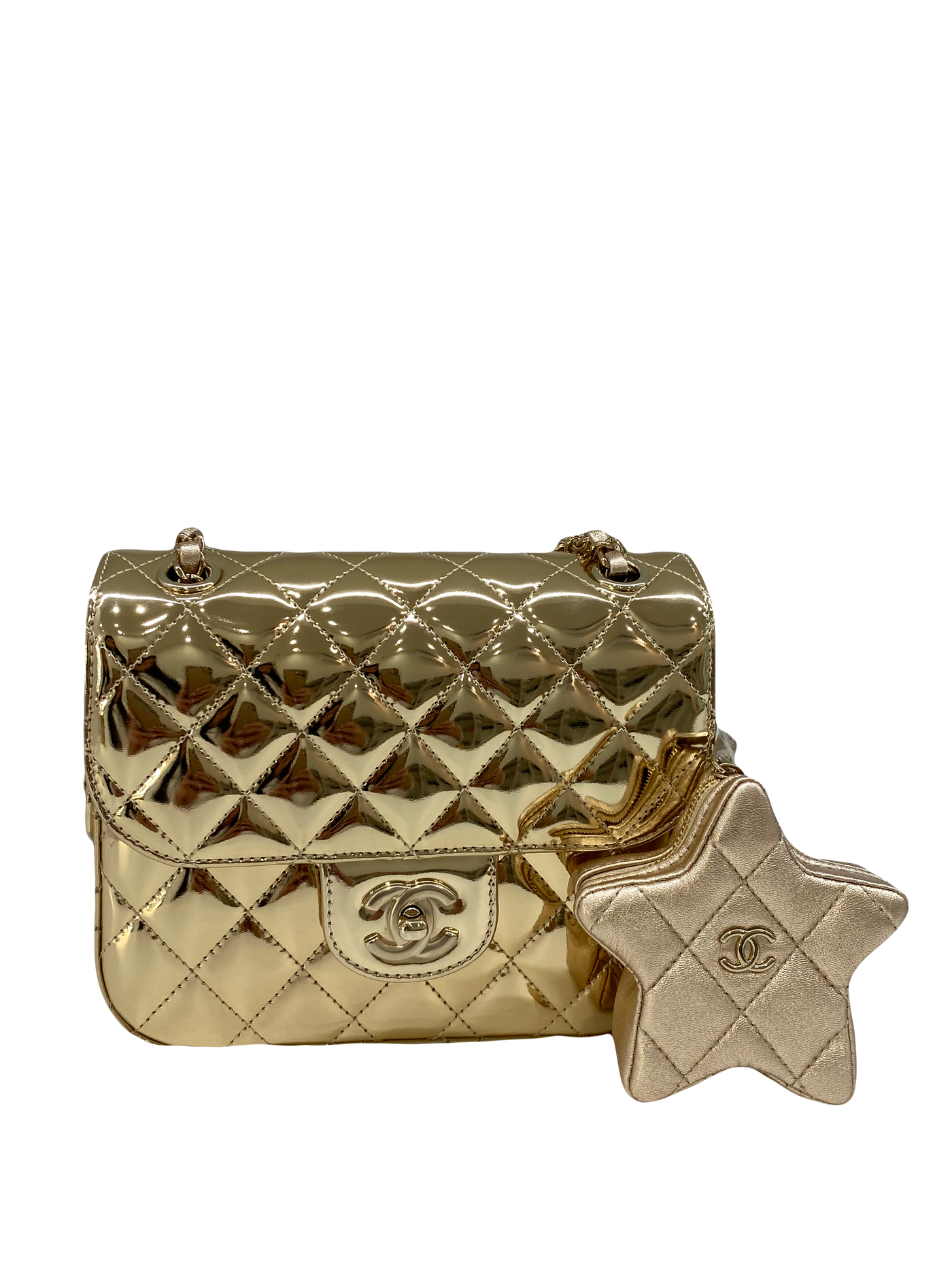 Chanel Mirror Mini Classic Flap with Star Coin Purse - Gold (microchipped)