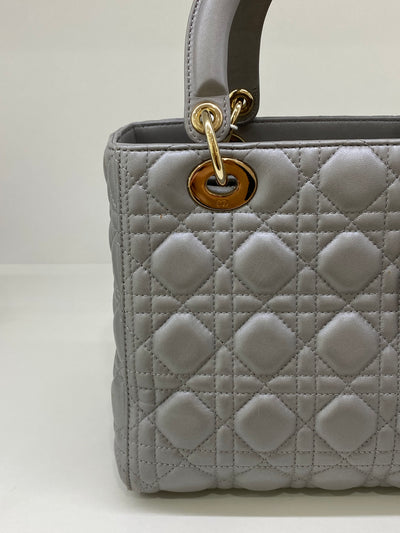 Christian Dior Lady Dior Medium Silver SHW