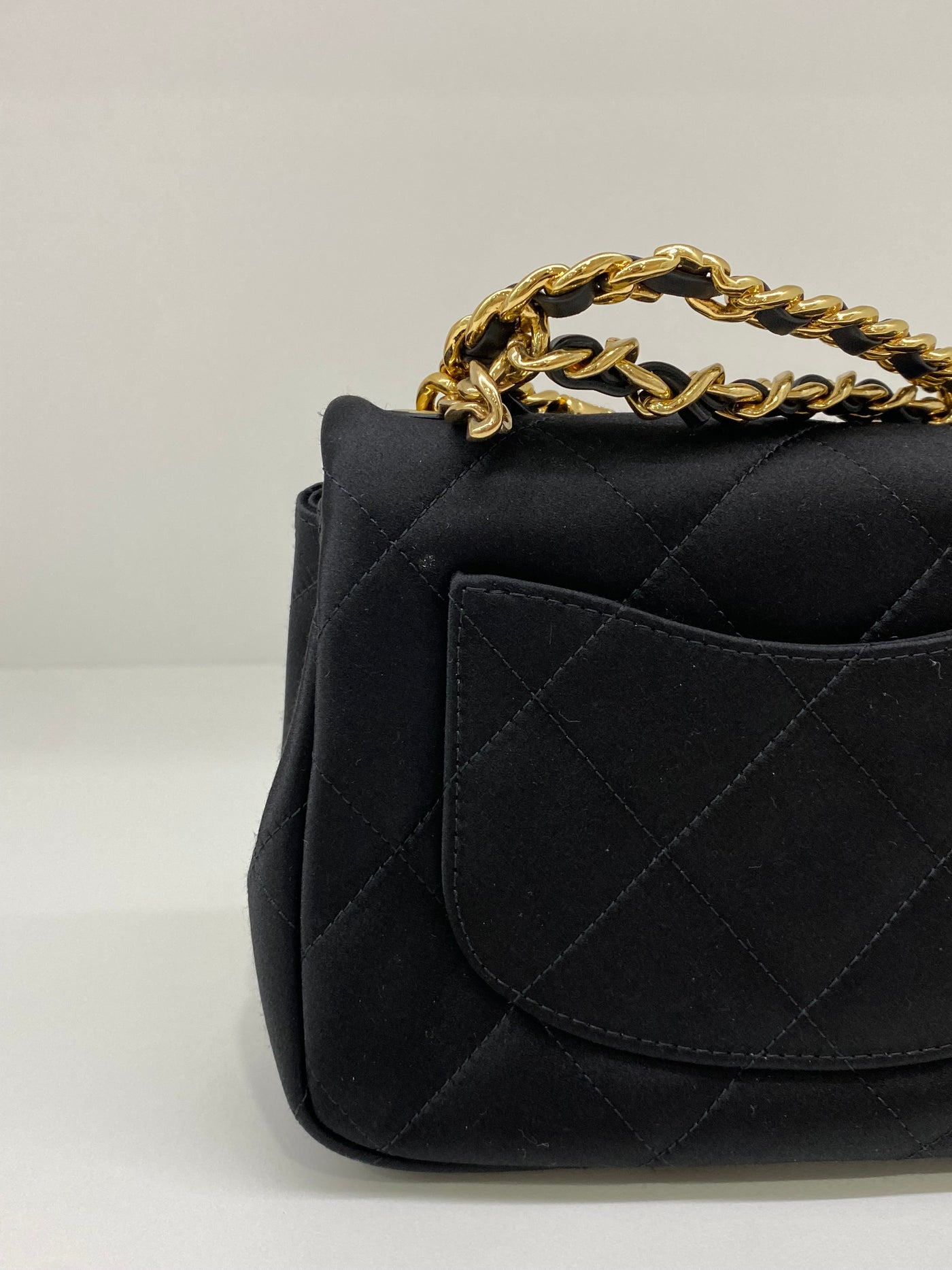 Chanel Classic Flap Square Mini Black Satin GHW