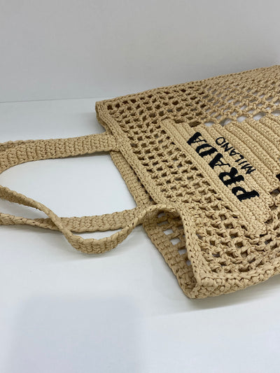 Prada Raffia Tote Bag Natural