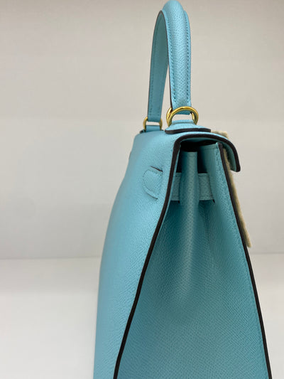 Hermes Kelly 28 Blue Atoll - Y Stamp GHW