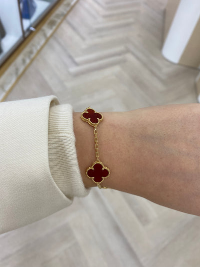 Van Cleef Vintage Alhambra Bracelet 5 motif Carnelian YG