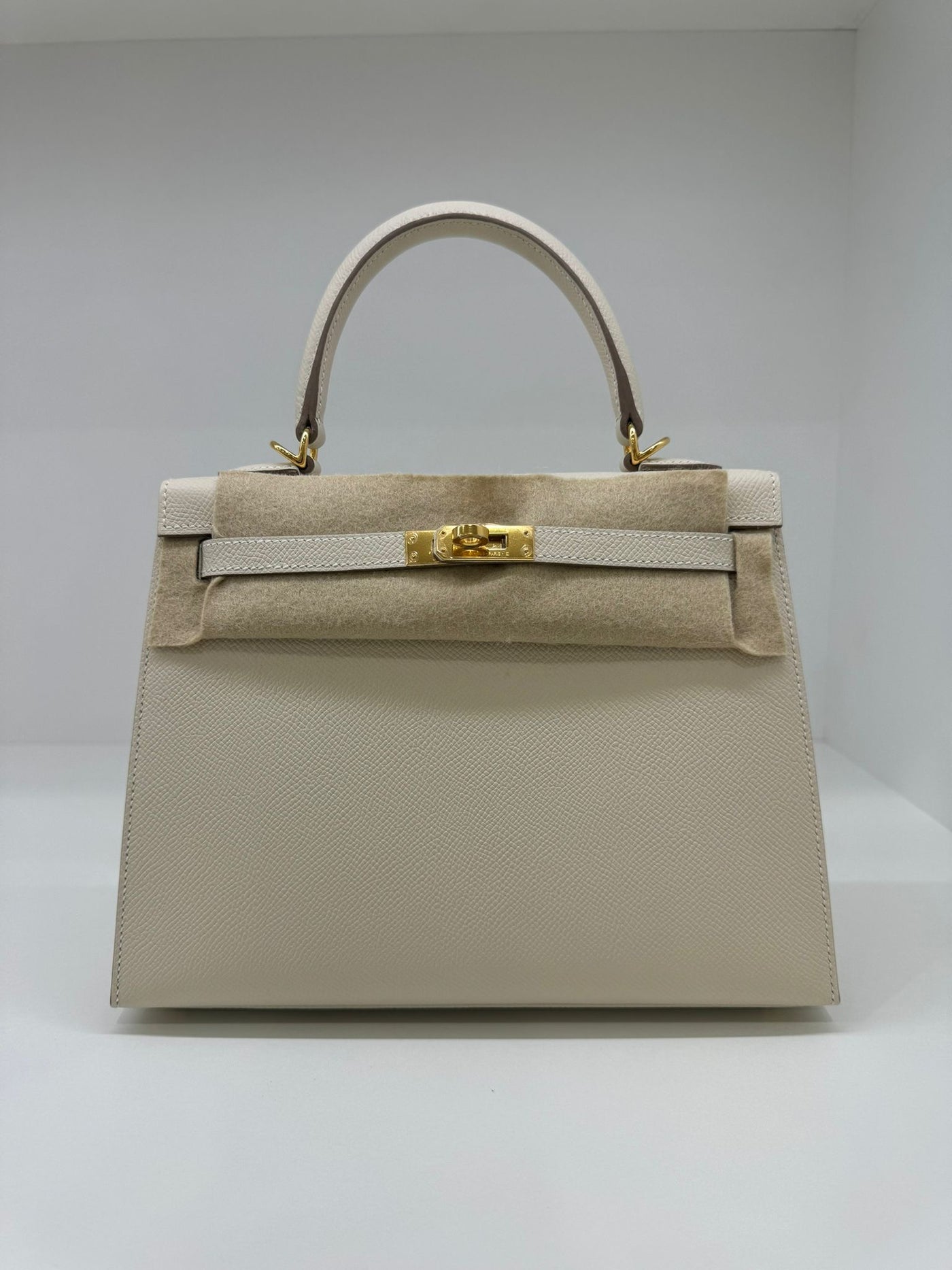 Hermes Kelly 25 Craie GHW