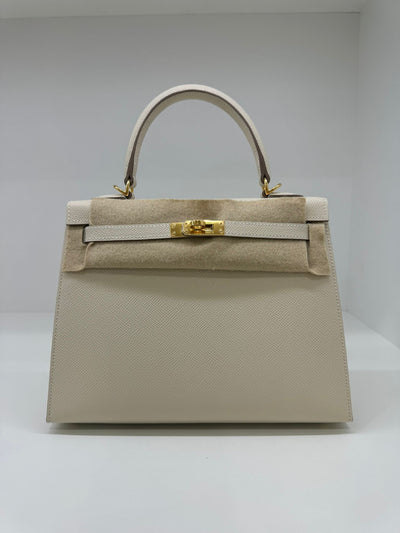 Hermes Kelly 25 Craie GHW