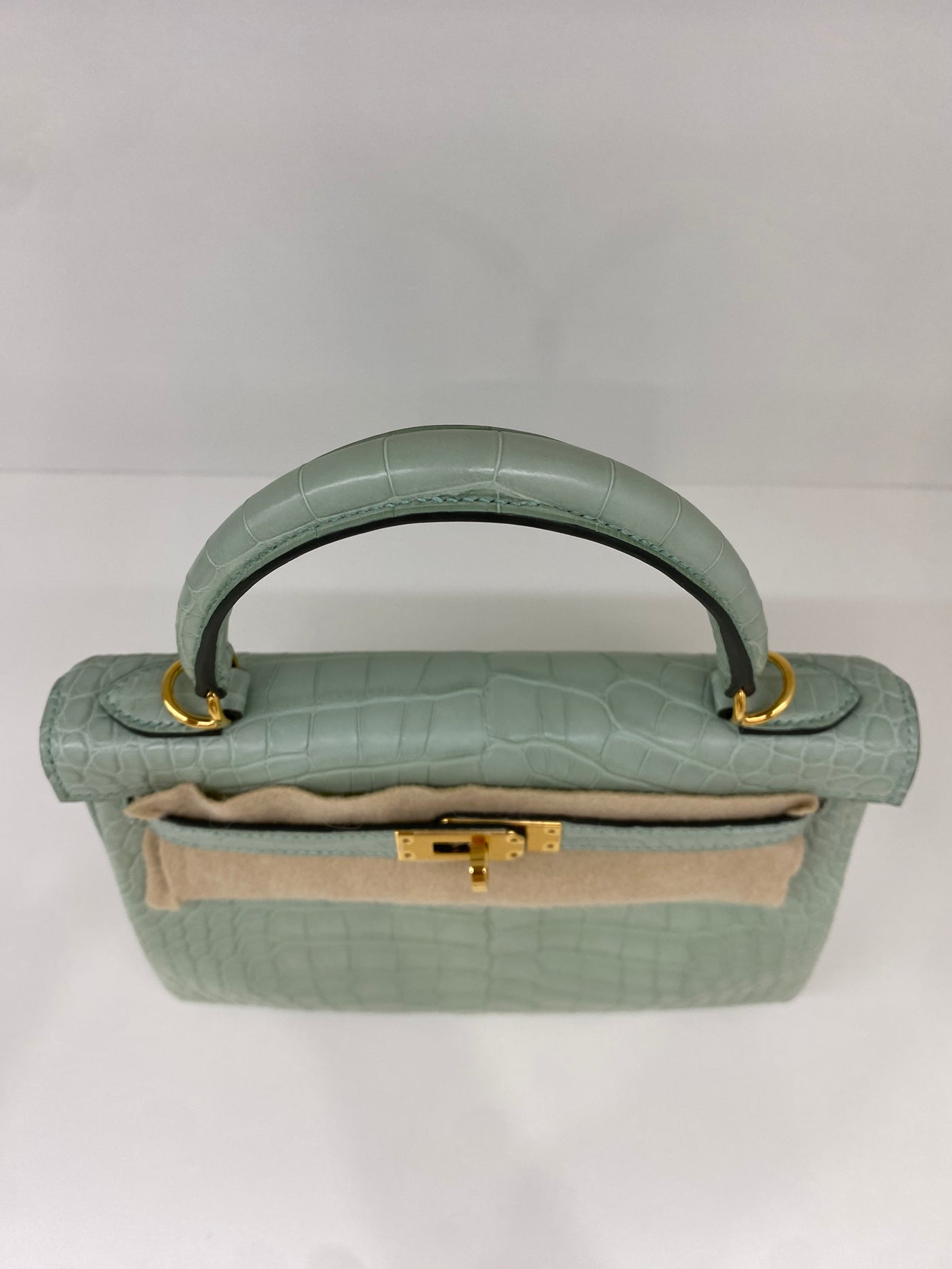 Hermes Kelly 25 Alligator Mississippiensis Retourne GHW Vert D'eau