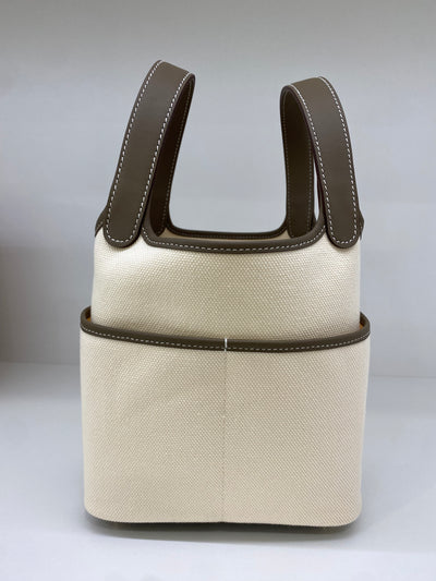 Hermes Picotin Cargo 18 Ecru/Etoupe Canvas GHW