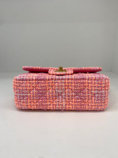 Chanel Mini Classic Flap Pink Tweed GHW