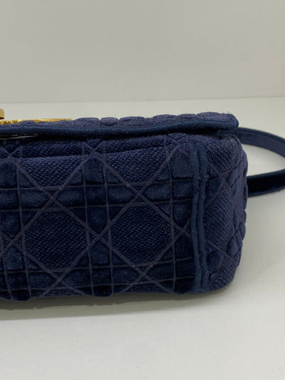 Christian Dior Caro Bag Medium Blue Velvet GHW