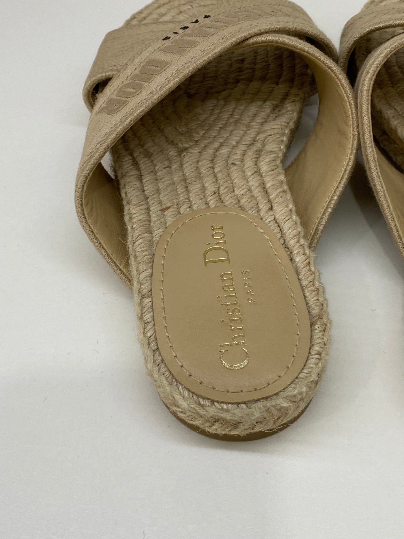 Christian Dior Sand Canvas Slides - Size 38.5